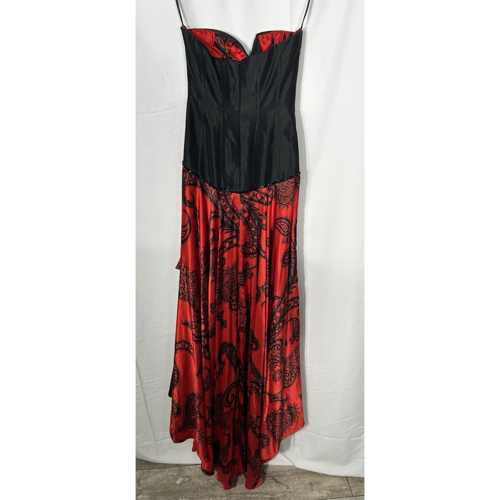 Vintage Red Black Gothic Corset Top Dress‎ Y2K Silk Witchy Vamp Prom Hoco Size 4 - Picture 8 of 16